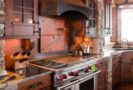 Fotos y modelos de cocinas rusticas de madera, piedra y ladrillo Cocina americana rustica pequeña