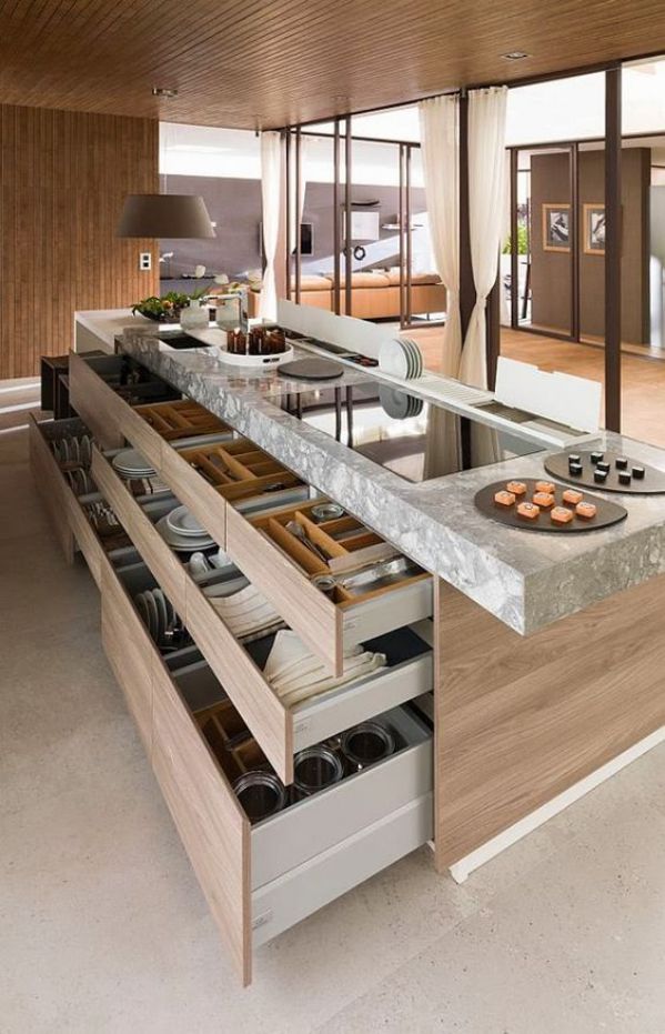 gabinetes largos diseño cocina